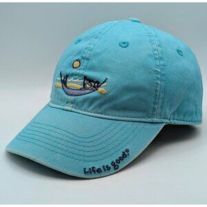 Life Is Good Hammock Adjustable Strap Back Dad Hat Cap Blue Unisex Beach Relax